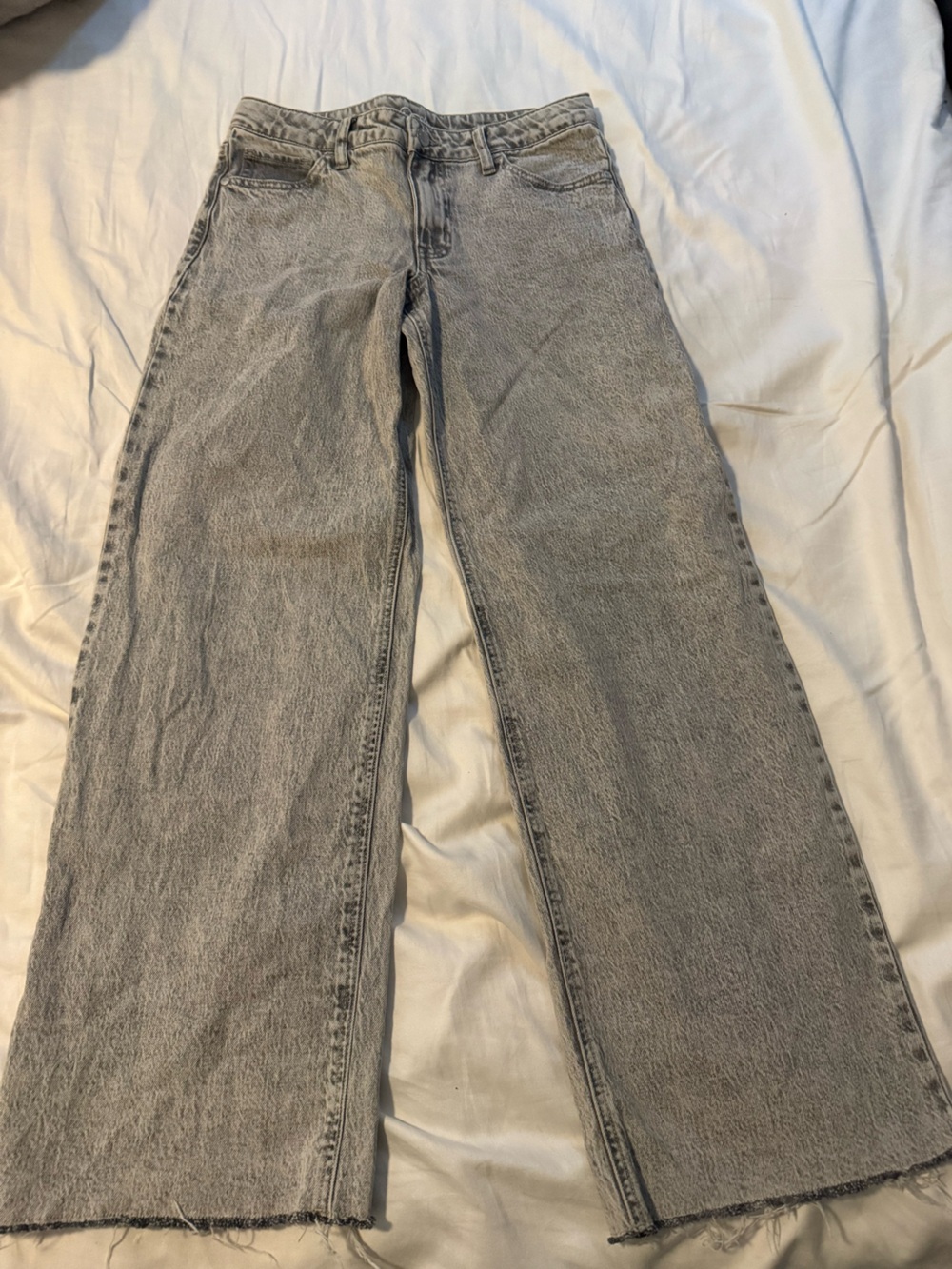 Girls Youth Gray Washed Straight-Leg Jeans - Size 14